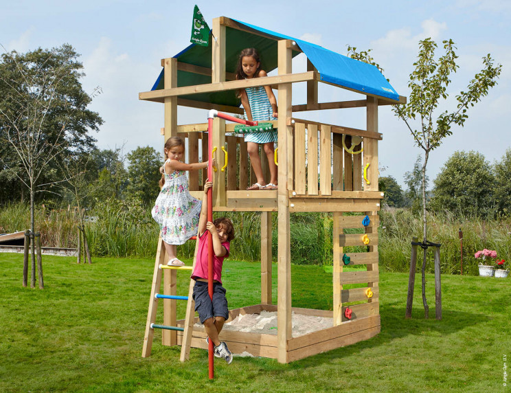 Jungle Fort | Wooden climbing frame with fireman's pole Jungle Fort | Wooden climbing frame with fireman's pole