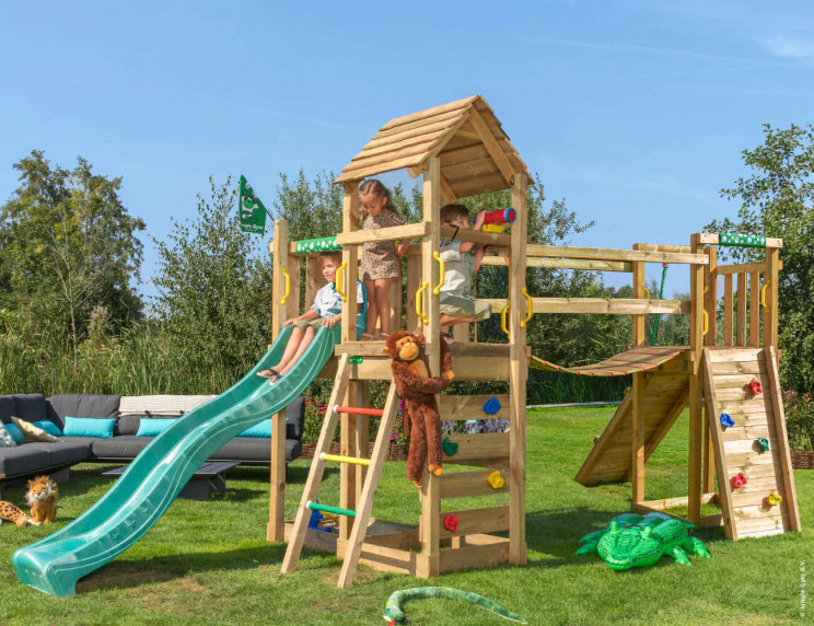 Jungle Safari | Wooden climbing frame with slide & clatter bridge Jungle Safari | Wooden climbing frame with slide & clatter bridge