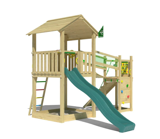 Jungle Fortress | Wooden climbing frame with slide & clatter bridge Jungle Fortress | Wooden climbing frame with slide & clatter bridge