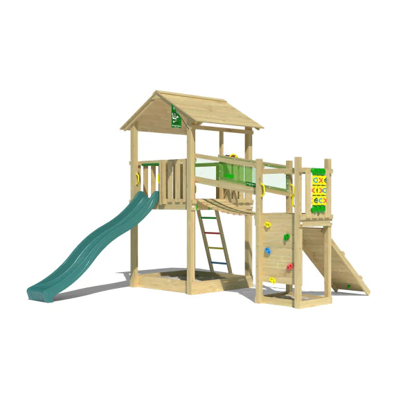 Jungle Fortress | Wooden climbing frame with slide & clatter bridge Jungle Fortress | Wooden climbing frame with slide & clatter bridge