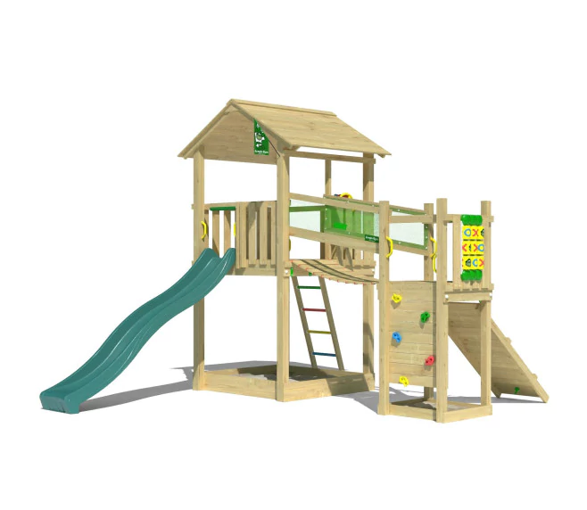 Jungle Fortress | Wooden climbing frame with slide & clatter bridge Jungle Fortress | Wooden climbing frame with slide & clatter bridge