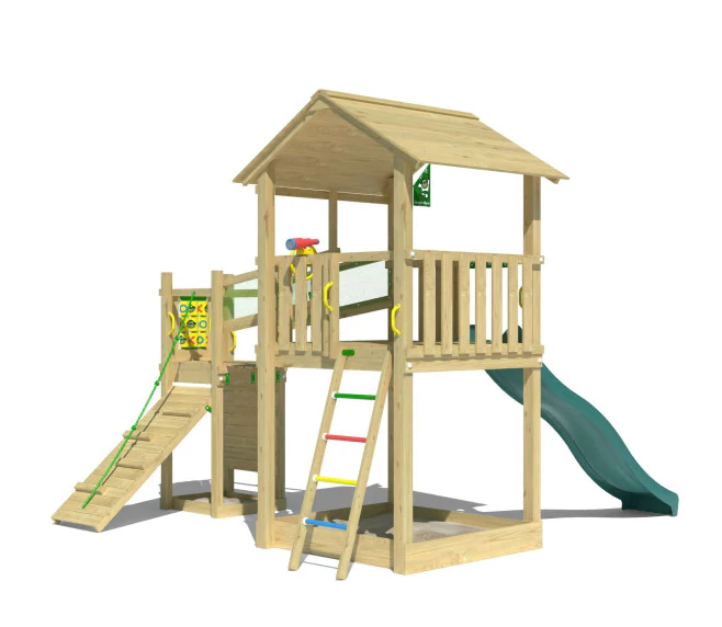 Jungle Fortress | Wooden climbing frame with slide & clatter bridge Jungle Fortress | Wooden climbing frame with slide & clatter bridge