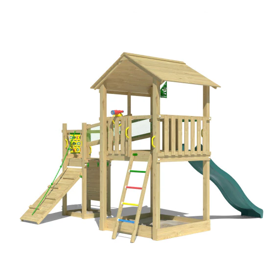 Jungle Fortress | Wooden climbing frame with slide & clatter bridge Jungle Fortress | Wooden climbing frame with slide & clatter bridge
