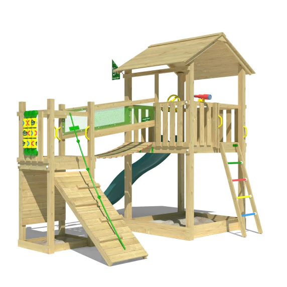 Jungle Fortress | Wooden climbing frame with slide & clatter bridge Jungle Fortress | Wooden climbing frame with slide & clatter bridge