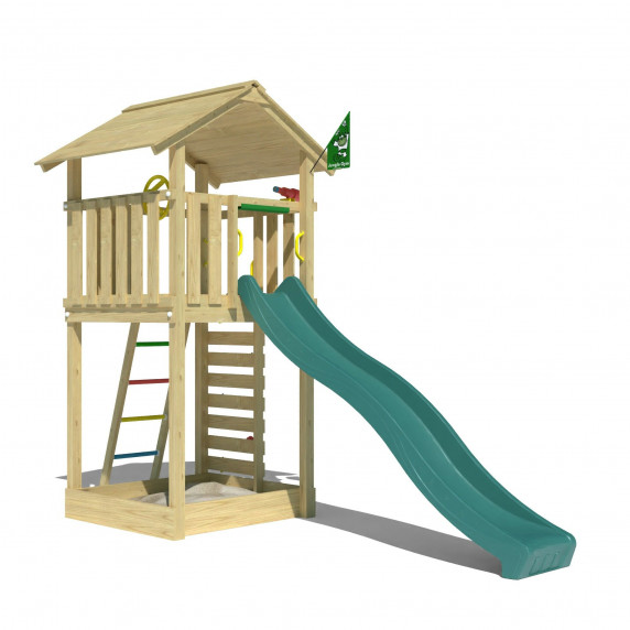 Jungle Cottage | Wooden climbing frame with slide Jungle Cottage | Wooden climbing frame with slide