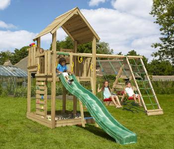 Jungle Palace | Wooden climbing frame with swings & climbing net