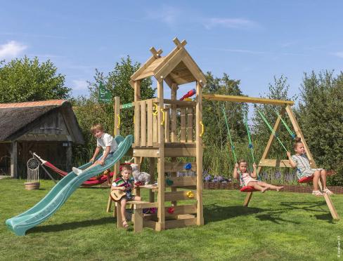 Jungle Teepee | Wooden climbing frame with double swing