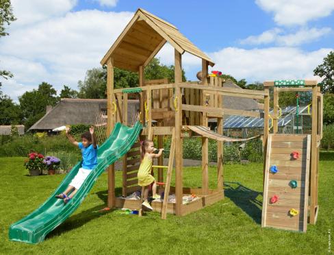 Jungle Palace | Wooden climbing frame with slide & clatter bridge