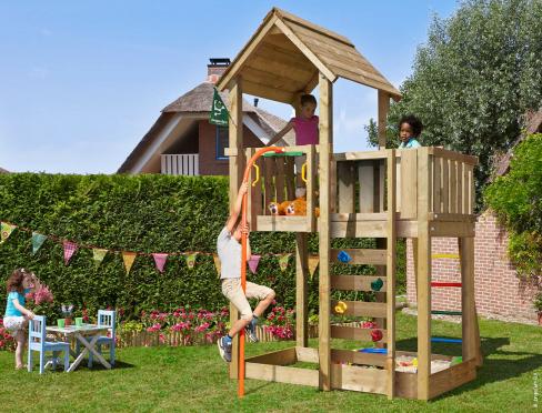 Jungle Mansion | Wooden climbing frame with fireman's pole