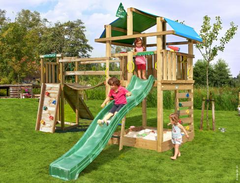 Jungle Fort | Wooden climbing frame with slide & clatter bridge