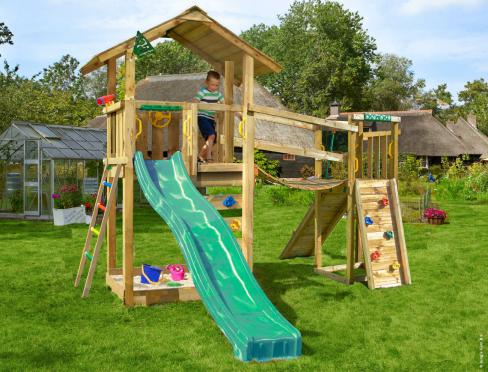 Jungle Sierra | Wooden climbing frame with slide & clatter bridge