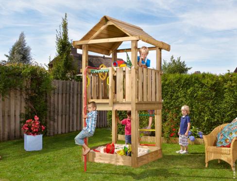 Jungle House | Wooden climbing frame with fireman's pole