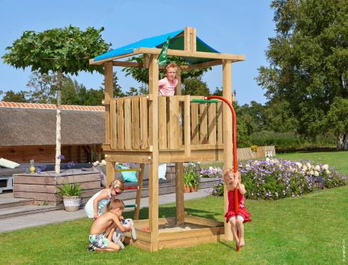 Jungle Hut | Wooden climbing frame with fireman's pole