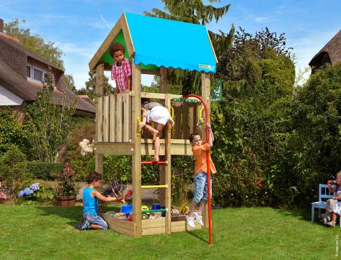 Jungle Home | Wooden climbing frame with fireman's pole