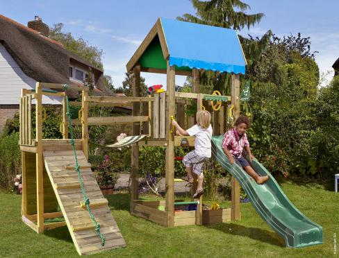 Jungle Home | Wooden climbing frame with slide & clatter bridge