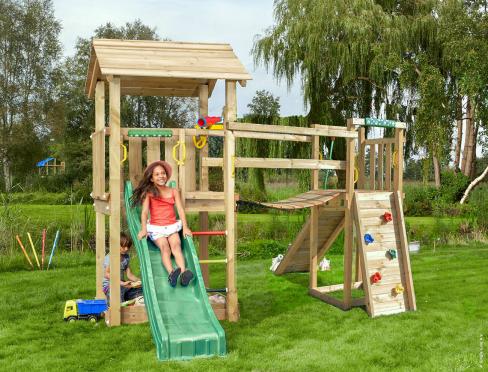Jungle Casa | Wooden climbing frame with slide & clatter bridge