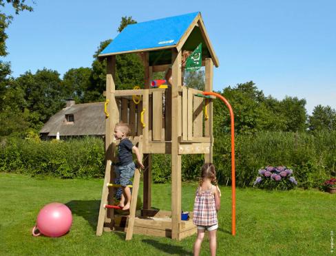 Jungle Castle | Wooden climbing frame with fireman's pole