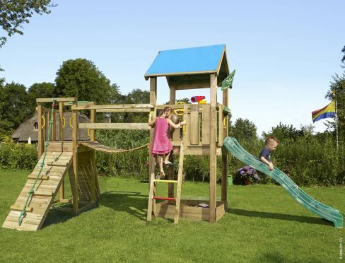 Jungle Castle | Wooden climbing frame with slide & clatter bridge