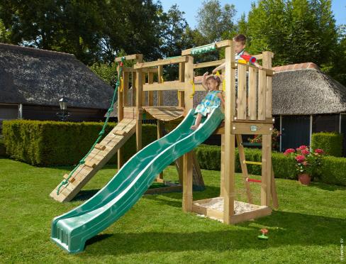 Jungle Tower | Wooden climbing frame with slide & clatter bridge
