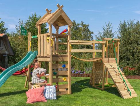Jungle Teepee | Wooden climbing frame with slide & clatter bridge