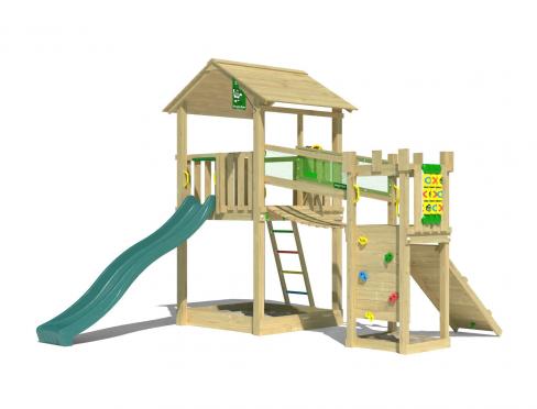 Jungle Fortress | Wooden climbing frame with slide & clatter bridge