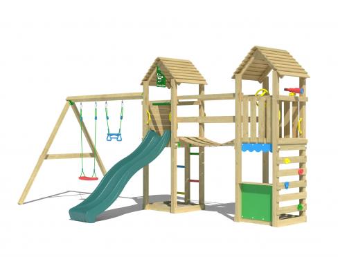 Jungle Haven | Wooden climbing frame with double swing