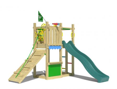 Jungle Trail | Wooden climbing frame with slide & market stall