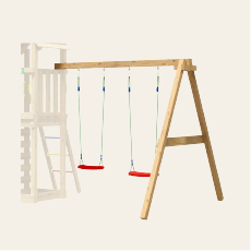 Wooden climbing frame accessory extension with swings