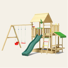 Garden climbing frame with swing and slide